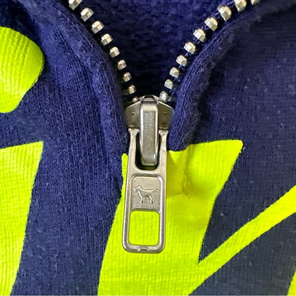 Victorias Secret Pink Half Zip Sweater Blue & Neon Green Size XS - Picture 8 of 10